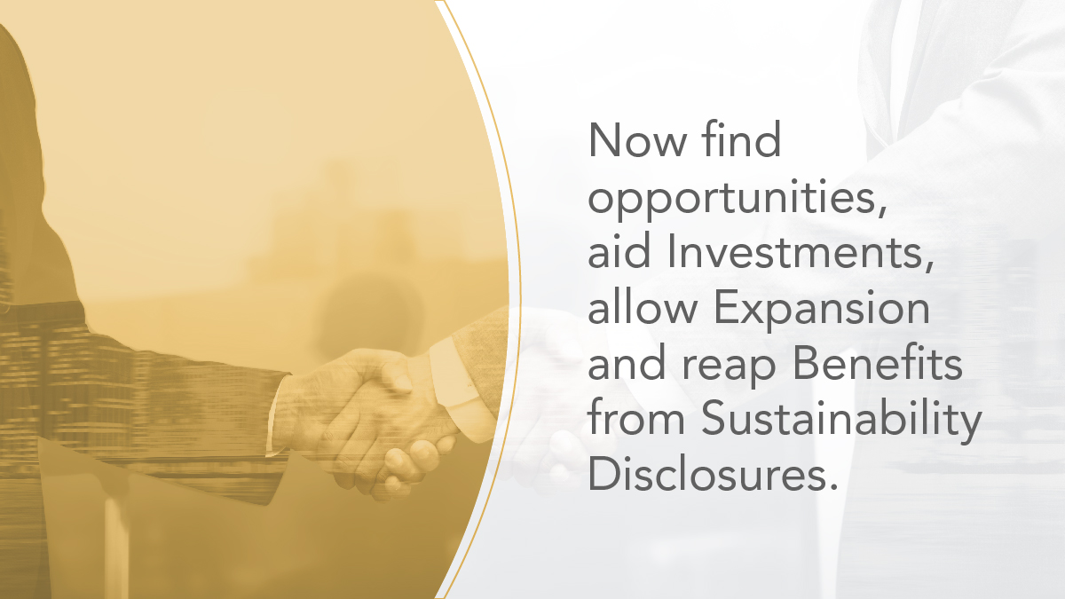 Now Find Opportunities and Investments allow Expansion and Reap Benefits from Sustainability Disclosures